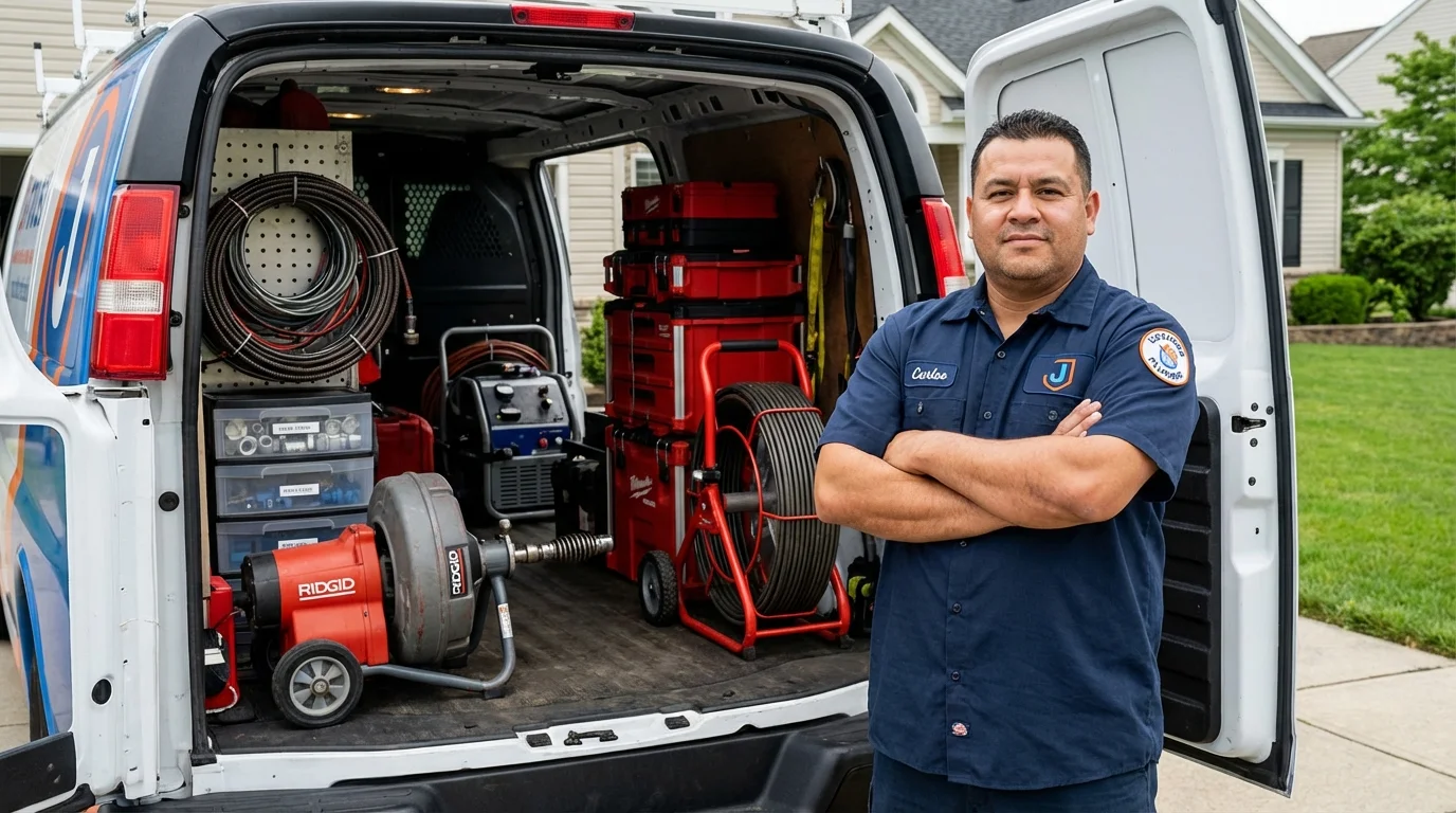 Professional drain cleaning equipment and Johns Plumbing LLC plumber in Midway